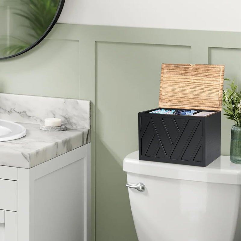 Jorkol Tampon Holder for Bathroom Decor, Feminine Product Organizer With Lid, Shark Week Storage, Wood Pad Box for Toilet, Bathroom Accessories for Girl Stuff - Image 4
